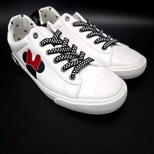 Disney Minnie Mouse White Canvas Low Top Sneaker Shoes Women's Size 10